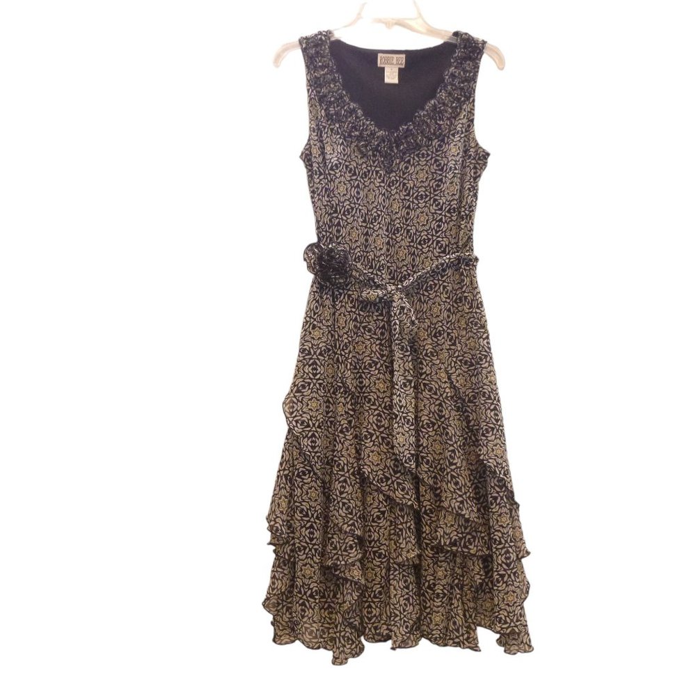 Robbie Bee Dress Sleeveless Handkerchief 3D Floral Dress Size 8 Boho Lagenlook